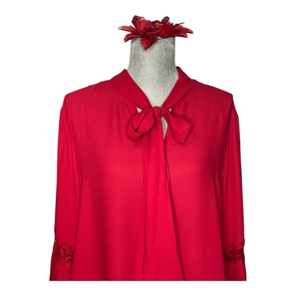 Cato Est. 1946 Red Bow Drop and accordion bell sleeves
Blouse/ Top Size L - Picture 7 of 13